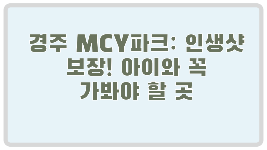 경주 MCY파크: 인생샷 보장! 아이와 꼭 가봐야 할 곳